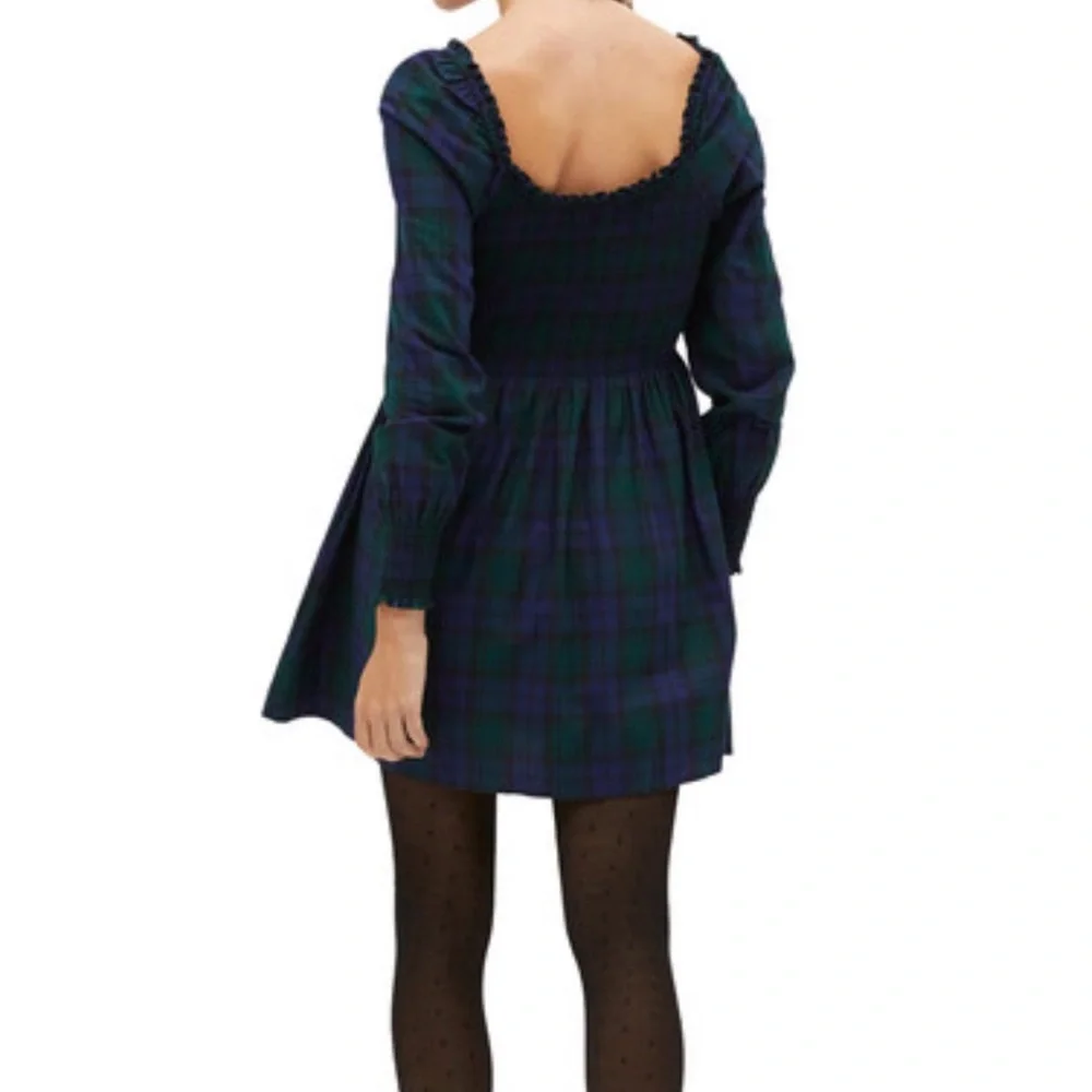 Hill House Home The Norah Nap Tartan Long Cuffed Sleeve Smock Dress Sz XL Preppy